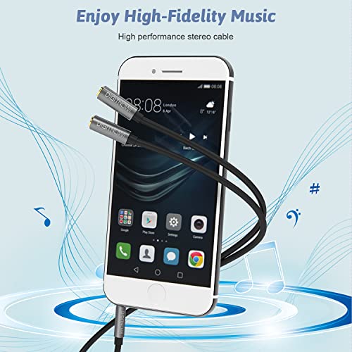 DigitConvert Headphone Splitter,3.5mm Extension Cable Audio Stereo Y Splitter (Hi-Fi Sound), 3.5mm Male to Female Dual Headset Jack Adapter for iPhone Samsung Tablet Laptop, PS4, Switch & More