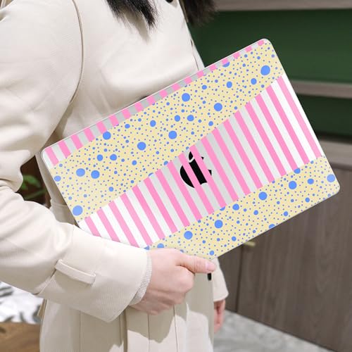 MEEgoodo Case for M5/M4/M3/M2 MacBook Air 13 inch Case 2026 2025 2024 2022, Fit Model A3449/A3240/A3113/A2681, Laptop Hard Shell Compatible with MacBook Air 13.6-inch, Pink Stripes & Blue Dots - color: Pink Stripes & Blue Dots