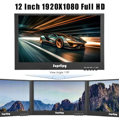 12 Inch Mini Small HDMI Monitor 1920x1080 16:9 IPS Metal Housing LCD Display Screen Support HDMI/VGA/AV/BNC Input Built-in LounSpeakers for PC CCTV Security Camera RasPi - color: 12 Inch 1920x1080 Metal Housing