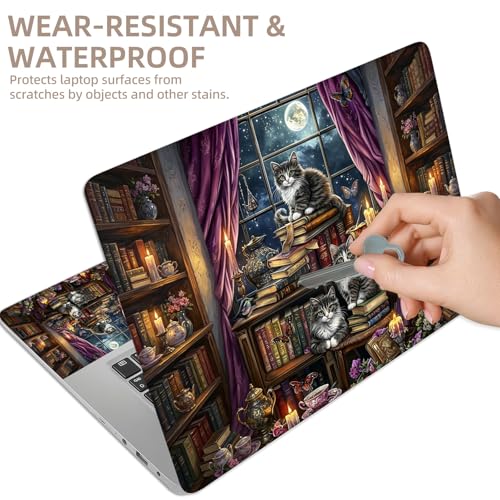 Universal Laptop Skin Sticker for 12/13/14/15.6 Inch Laptops, Reusable Vinyl Laptop Decal Cover, Waterproof Scratch Resistant Notebook Skin with 2 Wrist Pads,Cats Realistic Illustration - color: Cats Realistic Illustration
