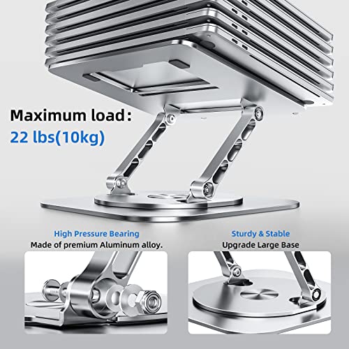 MCHOSE Laptop Stand with 360° Rotating Base, Foldable Adjustable Computer Holder, Ergonomic Design Compatible with MacBook Air Pro, Dell XPS, HP, Lenovo More 10-17" (A-Silver) - color: A-Silver