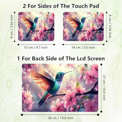 Laptop Skin Sticker Decal, Universal Reusable Vinyl Laptop Cover for 12" 13" 13.3" 14" 15" 15.4" 15.6" Notebook PC, Reusable Waterproof Scratch-Resistant with 2 Wrist Pads,Hummingbird Oriental Cherry - color: Hummingbird Oriental Cherry