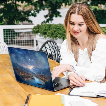 Laptop Skin Sticker Decal, Universal Reusable Vinyl Laptop Cover for 12" 13" 13.3" 14" 15" 15.4" 15.6" Notebook PC, Waterproof Scratch-Resistant with 2 Wrist Pads, Easy to Apply & Remove,Galaxy City - color: Galaxy City