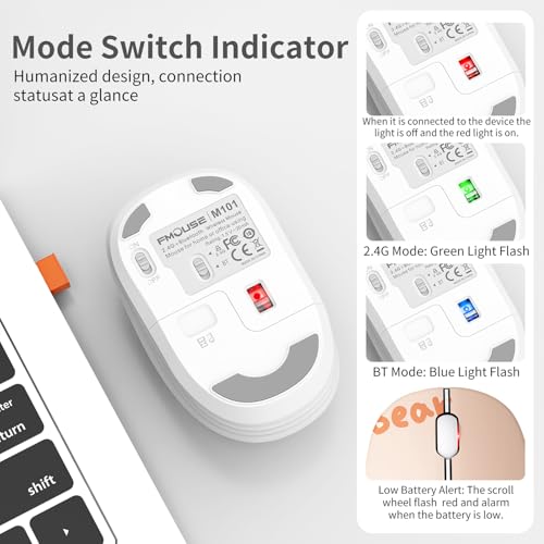 FMOUSE Cute Wireless Mouse, Bluetooth & 2.4GHz Dual Mode, Silent Click, AA Battery Powered, Kawaii for Kids Students Teen Girls, Compatible with Laptop Mac iPad PC (Kerry Bear) - color: Kerry Bear