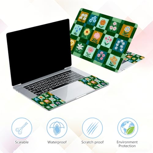 Laptop Skin Sticker Decal 15-15.6 Inch with Cute Mouse Pad, Universal Reusable Vinyl Sticker for 12.1 13 13.3 14 15.4 Inch Netbook and Notebook PC, Green Small Flowers - color: Green Small Flowers