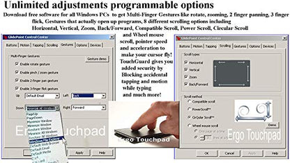 Ergo Touchpad Buttons ETP001BTP Low Profile - Plug-n-Play, just Plug it in for Basic Mouse Functions and Glide Extend for Unlimited Drag-n-Drop.