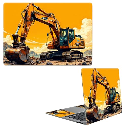 Laptop Skin Sticker Decal, Universal Protective Cover Fit 12 13 14 15.6 Inch Notebook, Reusable Water-Resistant Vinyl Decal w/ 2 Wrist Pads for Business Travel Office, Excavator Sunset - color: Excavator Sunset