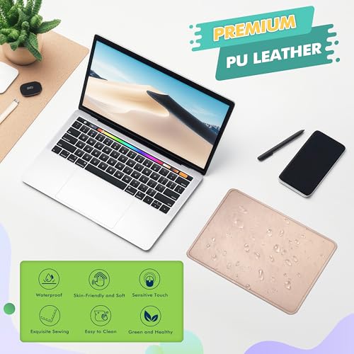 PU Leather Mouse Pad With Stitched Edge, Micro-Fiber Base, Non-Slip Waterproof for Computers, Laptop, 8x11 Inch (Champagne Gold) - color: Champagne Gold, size: 8L x 11W inches