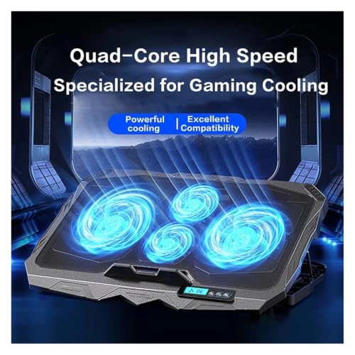 Laptop Cooling Stand 5 Height and 6 Wind Speed Adjustable for 17 Inch Notebook with 4 Fans Liquid Crystal Display and 2 USB Port