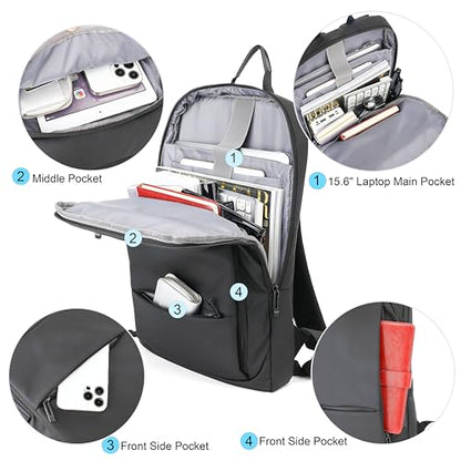 AUGUR Slim Laptop Backpack With 15.6 Inch Sleeve Professional Notebooks Bag Case Laptop Backpack Men Fit Travel/Business/Work - color: 1506 15.6 Inch Black