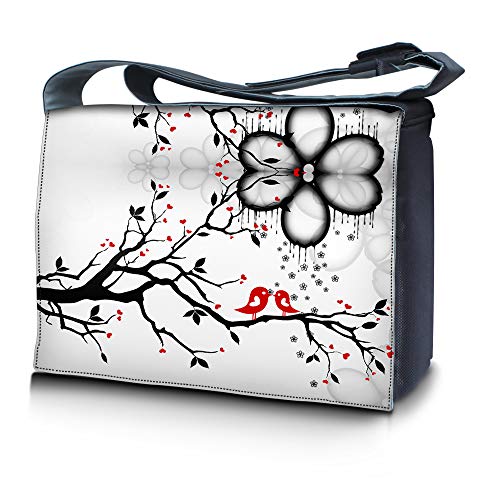 LSS 15” 15.6 inch Laptop Padded Compartment Shoulder Messenger Bag, Carrying Case for 14" 15" 15.6" & Smaller Size Notebook - color: Love Birds, size: 15 inch