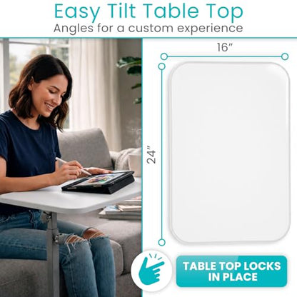 Vive Overbed Hospital Bed Table for Home Use - Adjustable Swivel Wheels | Tray for Over Bed - for Medical Bedside Chair - Adjustable Height, Tilt Top for Reading, Laptop, Bedridden, Elderly, Seniors - style: Compact