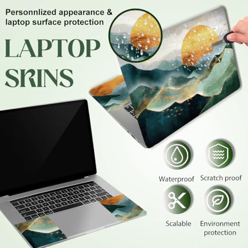 SUPERDANT Laptop Skin Sticker Laptop Decals Mountain Personalized Universal Notebook Computer Wrap Vinyl Skin Stickers Cover Art Decal Removable 12-15.6 Inch Waterproof Scratch-Resistant Gifts - style: Golden Green Mountain Range