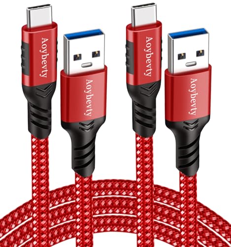 USB A to USB C 3.1/3.2 Cable 2-Pack 3.3ft, 10Gbps Data Transfer and 60W 3A Fast Charging Cable for Android Auto Samsung Galaxy S22 S21 S20 S10 iPad and Other USB Type C Devices - color: Red, size: 3.3FT+3.3FT