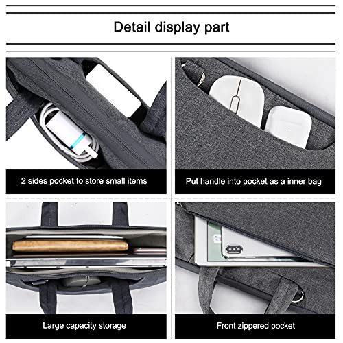 Voova 13.3-13 Inch Laptop Sleeve with Handle, MacBook Sleeve, Gray | Splash-proof laptop sleeve with handle and removable strap; fits 13-inch MacBook Air/Pro M1-M5, HP, Lenovo, Asus and Acer - color: Grey, size: 13-14 Inch(35 x 24 x 2.5 cm)