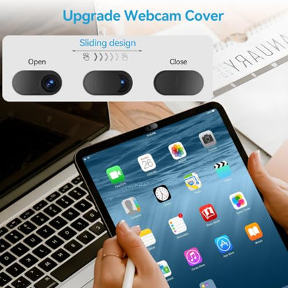 Upgrade Webcam Camera Cover, [6-Pack] 0.023 inch Metal Camera Cover Slide | for Mac, iPad, MacBook Pro, MacBook Air, Laptops, PC/Computer, Tablets, Web Blocker Protect Your Privacy - color: Black-Oval, size: 6 packs webcam cover