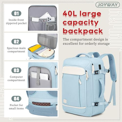 Joyway Expandable Carry on Luggage Sets Airline Approved, Lightweight Hard Shell 20 Inch Carry-on Suitcase with Spinner Wheels (Carry on luggage，LightBlue) - color: Light Blue, size: Carry on luggage