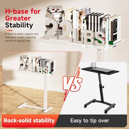 Okin Overbed Bedside Table with Wheels, Adjustable Medical Tilt Top Hospital Bed Table Over The Bed, Rolling Desk Mobile Standing Desk for Hospital Home Use (White) - color: White