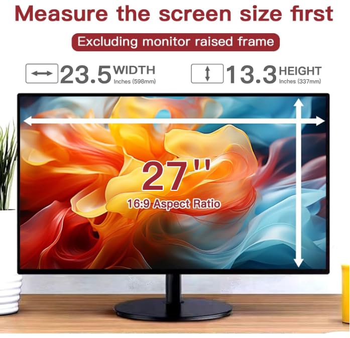 2 Pack 27 Inch Privacy Screen for Computer Monitor 16:9 Aspect Ratio, Eye Protection Anti Glare Computer Screen Cover, Removable Anti-Scratch Computer Screen Privacy Shield for 27'' Widescreen Monitor - size: 27 Inch (16:9)