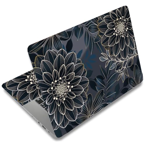 SUPERDANT 3 Pcs Flowers Laptop Skin Sticker Dahlia PVC Trimmable Notebook Decal 14.96x10.63 Inch Reusable Cover for 12 13 14 15 15.6 Inch Laptop Colorful - style: Dahlia