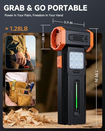 Compressed Air Duster Powerful 40MM Brushless Motor Electric Air Duster | 430G Storm Force Air Duster 360W Power & 59.2WH Rechargeable Blower, Up to 6H, 4 Gear Turbo fan for Keyboard Car Home Outdoor