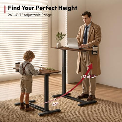 SANODESK 32''Pneumatic Adjustable Overbed Bedside Table with Hidden Casters | Medical Mobile Side End Table Laptop Computer Standing Desk Cart with Tray, Hospital and Home Use(31.5" W x 17.7" D,Walnut) - color: Walnut, size: Large