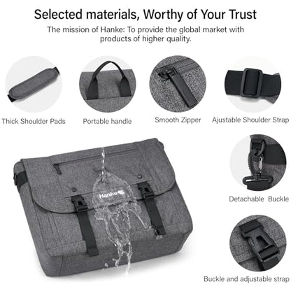 Hanke 15.6 Inch Laptop Messenger Bag for Men & Women, Large Crossbody Satchel Work Bag - color: Dark Grey