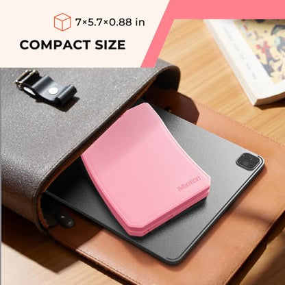 MEETION Foldable Ergonomic Bluetooth Keyboard, Split, Portable, Pink | Compact rechargeable folding keyboard with split ergonomic design, ideal for business travel, for Windows, Mac, iPad, Android - color: Pink