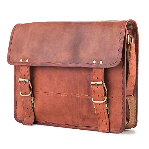 BERLINER BAGS Vintage Leather Messenger Bag York, Briefcase for Men and Women - Brown - color: Brown XL
