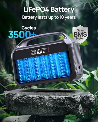 DaranEner Portable Power Station 600W with Bag, 288Wh (90,000mAh) LiFePO4 Battery Backup, 2×600W (1200W Surge) AC Outlets, 2.2H Fast Recharge, Solar Generator for Camping, RV, Travel, Home Emergency - color: Black&Blue