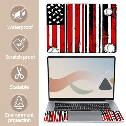 Universal Laptop Skin Sticker for 12/13/14/15.6 Inch Laptops, Reusable Vinyl Laptop Decal Cover, Waterproof Scratch Resistant Notebook Skin with 2 Wrist Pads,American Flag Illustration - color: American Flag Illustration