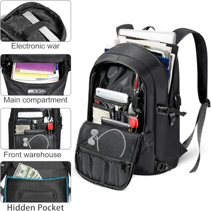 Tzowla 40 Liter Anti Theft Backpack with Giant Tumbler Holder Pocket and Lock,17.3 Inch Laptop Backpack - color: A-black, size: 40L 17.3inch