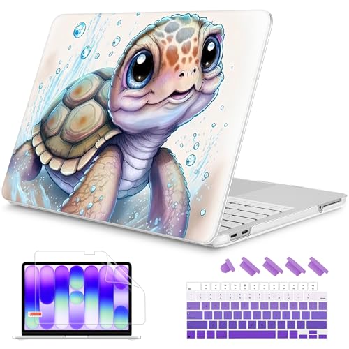Mektron Case for 2026 MacBook Neo 13-inch A18 Pro chip A3404 Laptop Cover with 13-inch (Diagonal) Liquid Retina Display+ Keyboard Cover+ Screen Protector, Cute Turtle - color: Cute Turtle