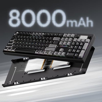 OOCTPK Wireless Mechanical Keyboard, Chilkey ND104 Gaming Keyboard with LCD Screen, 104% Hot Swappable Custom Keyboard with Knob, RGB Backlit, Bluetooth 5.4/2.4GHz/USB-C, Full-Aluminum, PC/Mac Support - color: Lumen Yellow, size: Breeze Switch-PCB 1.2mm F