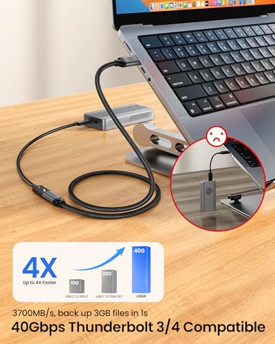 Silkland USB C Extension Cable 40Gbps, [240W Charging/8K/4K@240Hz] USB C Extender 5ft, Braided USB4 Extension Male to Female for Thunderbolt 4/USBC Hub/iPhone16/MacBook/iPad/Pixel/Dell XPS - size: 5 Feet