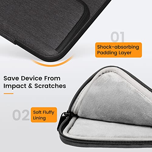 MoKo 13-14 Inch Laptop Sleeve Bag with Double Pockets | Fits Mac Air 13-inch M5, Mac Neo A18 Pro, MacPro 14-inch M5/M4/M3/M2/M1 and Mac Air 13-inch, Black & Gray - color: Black & Gray, style: 13-14 Inch
