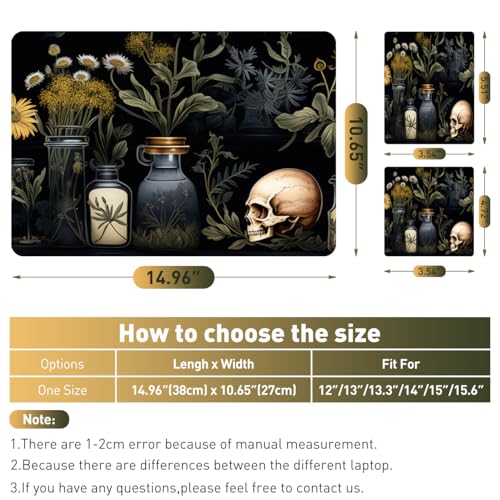 15-15.6 inches Netbook Laptop Skin Sticker Decal Reusable Cover Protector for 11.6 12 13 13.3 14 15 15.4 Notebook Chromebook PC, Scratch-Resistant Waterproof I Black Academia Mystical Green Plant - color: Black Academia Mystical Green Plant