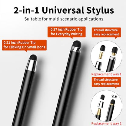 Stylus(10 PCS),Stylus Pen for Touchscreen,High Sensitivity & Precision | Universal Stylus,2-in-1 Rubber Tip,Touch Screens of iPhone/iPad/Android Tablets（Rose Gold & Black） - color: 5PCS Rose Gold & 5PCS Black