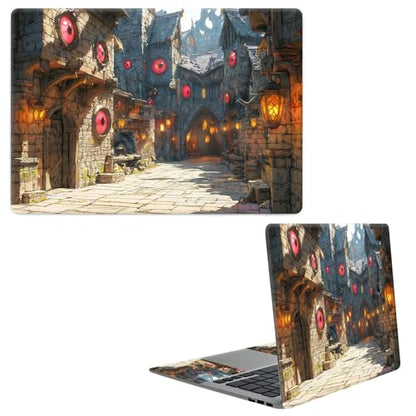 Laptop Skin Sticker Decal, Universal Protective Cover Fit 12 13 14 15.6 Inch Notebook, Reusable Water-Resistant Vinyl Decal w/ 2 Wrist Pads for Business Travel Office, Castle Town - color: Castle Town
