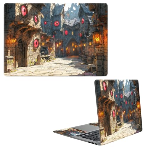 Laptop Skin Sticker Decal, Universal Protective Cover Fit 12 13 14 15.6 Inch Notebook, Reusable Water-Resistant Vinyl Decal w/ 2 Wrist Pads for Business Travel Office, Castle Town - color: Castle Town
