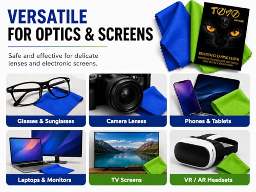 Microfiber Cleaning Cloth, 2 Pack + Velvet Pouch, 6"x7",230 GSM Thick Lens Cleaner for Glasses, Camera & Screens, Ultra Soft, Streak-Free, Lint-Free, Scratch-Safe- Ocean Series - color: Green & Blue, size: 15x18 cm (6x7 Inch)