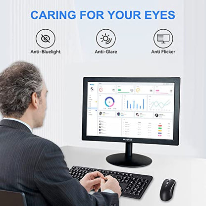 SKitphrati 15.6 Inch Small PC Monitor, FHD VA 1080P Desktop Display with 1920x1080 99% sRGB HDMI VGA Ports, 2 Hole Mounting, LED Monitor for PC, Laptop and Computer, Black