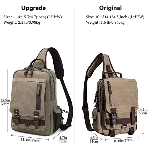 mygreen Canvas Cross Body Messenger Bag Shoulder Sling Backpack Travel Rucksack - color: Khaki Green-xl, size: X-Large