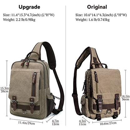 mygreen Canvas Cross Body Messenger Bag Shoulder Sling Backpack Travel Rucksack - color: Khaki Green-xl, size: X-Large