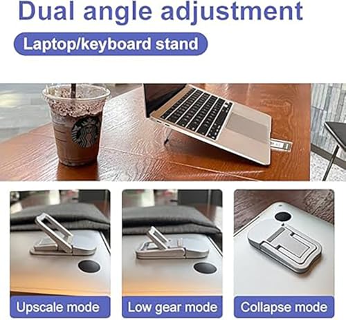 Portable Invisible Laptop Stand for Lenovo ThinkPad Ideapad Yoga Flex Chromebook Legion V Series Laptop，Aluminum Alloy Mini Foldable Self-Adhesive Laptop Stand with 2 Adjustable Angles for Desk