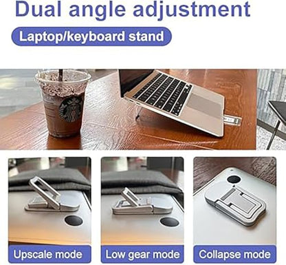 Portable Invisible Laptop Stand for Lenovo ThinkPad Ideapad Yoga Flex Chromebook Legion V Series Laptop，Aluminum Alloy Mini Foldable Self-Adhesive Laptop Stand with 2 Adjustable Angles for Desk