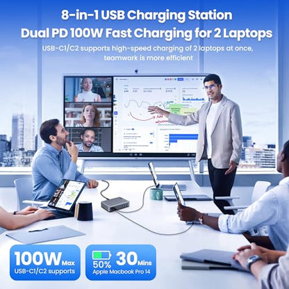 USB C Charger Block 515W[2025 Upgraded] GaN IV 8 Port Fast Charging Station Hub,Dual PD 100W USB C Laptop Charger Compatible with MacBook Pro/Air,iPad,iPhone 16/15,Galaxy S23/S24 Steam Deck Dell XPS - color: Black, size: 515W