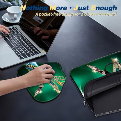 Laptop Bag 15.6 Inch,Resistant Shockproof Laptop Sleeve Case Protective Cover Carrying Case with Handle Compatible for HP Dell Lenovo Acer Asus Notebook Computer,Emerald Dragonfly - color: Emerald Dragonfly, size: 15-15.6 in