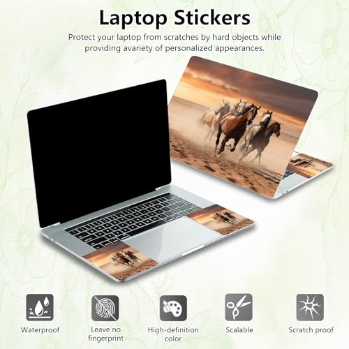 Laptop Skin Sticker Decal, Universal Reusable Vinyl Laptop Cover for 12" 13" 13.3" 14" 15" 15.4" 15.6" Notebook PC, Reusable Waterproof Scratch-Resistant with 2 Wrist Pads,Art Running Horse - color: Art Running Horse