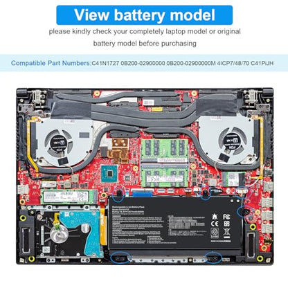 C41N1727 Laptop Battery Replacement for Asus Zephyrus M GM501 GM501G GM501GM GM501GS ROG GU501 GU501G GU501GM GM501G-SEI006T GM501GS-EI015T GU501GM-BI7N8 GM501GM-EI005T GM501GS-EI003T 15.4V 55Wh - size: C41N1727 14.76 × 5.12 × 0.98 in